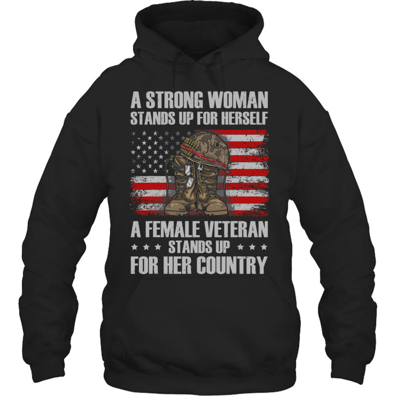 BlackHoodieAFemaleVeteranStandsUpForHerCountryWomenMomGiftForVeteran