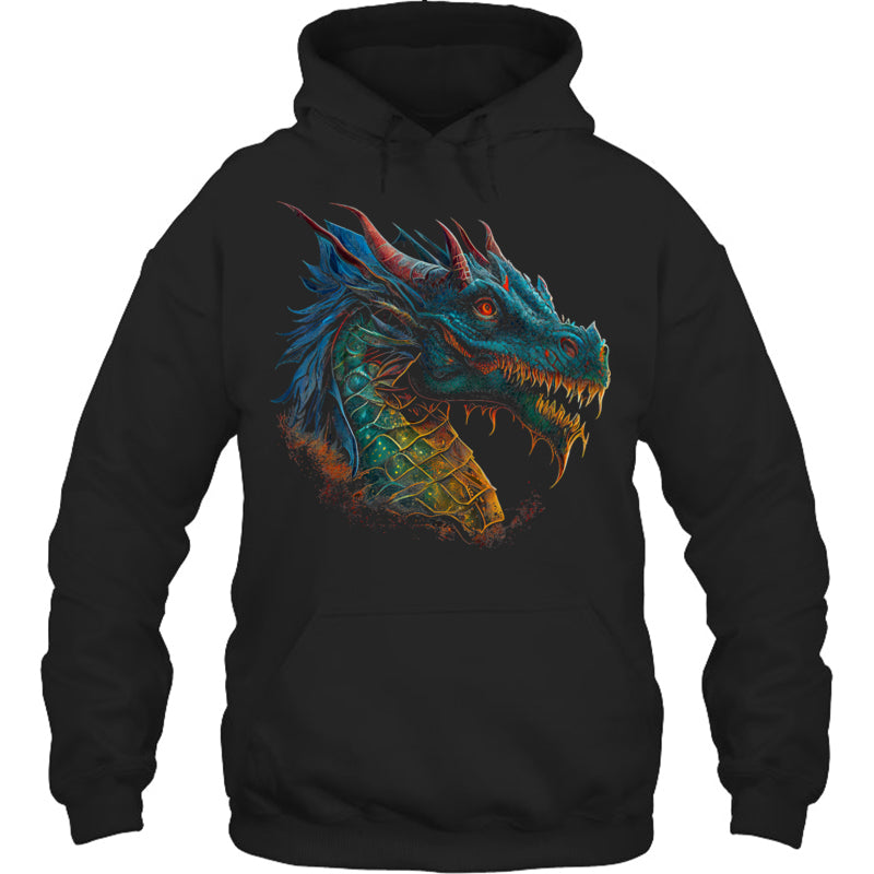 BlackHoodieBeautifulBlueRedDragonLoverFantasyArtSharpGiftForDragonLovers