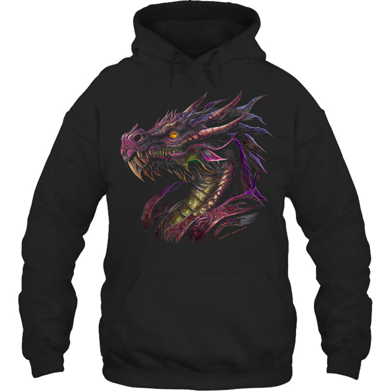 BlackHoodieThinkingDragonLoverBeautifulPurpleFunFantasyArtCoolGiftForDragonLovers