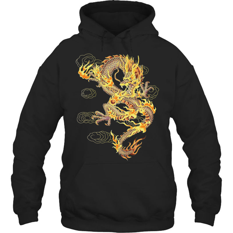 BlackHoodieTraditionalChineseDragonSymbolOfPowerAndStrengthGiftForDragonLovers