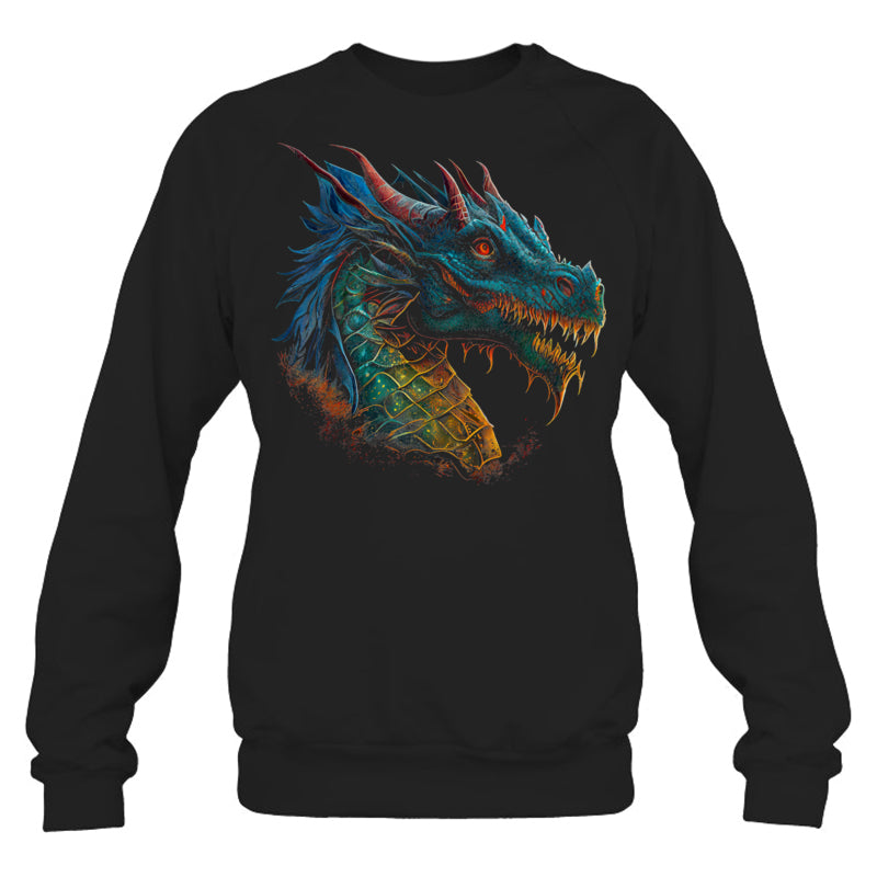 BlackSweatshirtBeautifulBlueRedDragonLoverFantasyArtSharpGiftForDragonLovers