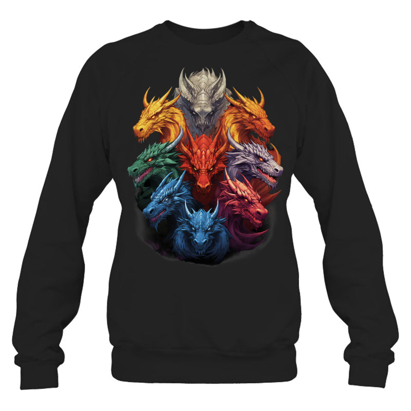 BlackSweatshirtDragonLoversDragonTypesWomenMenDragonsGiftForDragonLovers