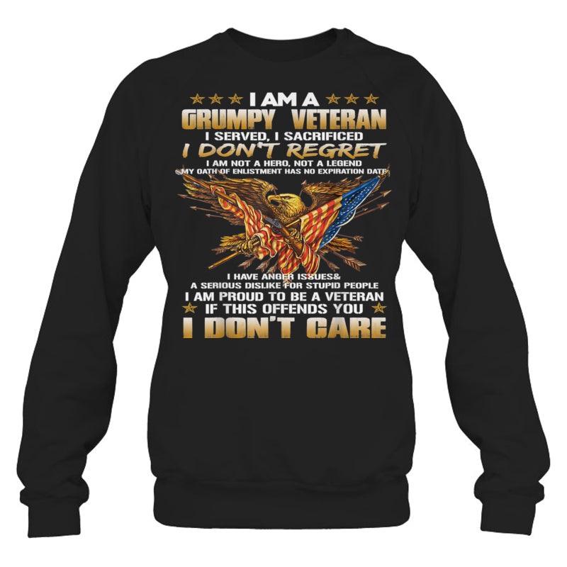 BlackSweatshirtIAmAGrumpyVeteranIServedISacrificedIDon_tRegretGiftForVeteran