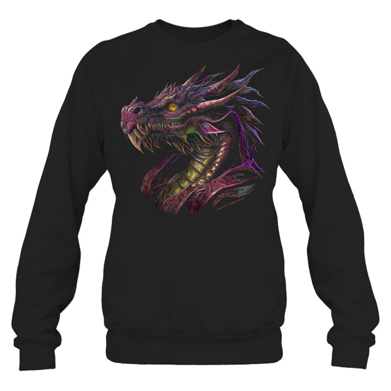 BlackSweatshirtThinkingDragonLoverBeautifulPurpleFunFantasyArtCoolGiftForDragonLovers