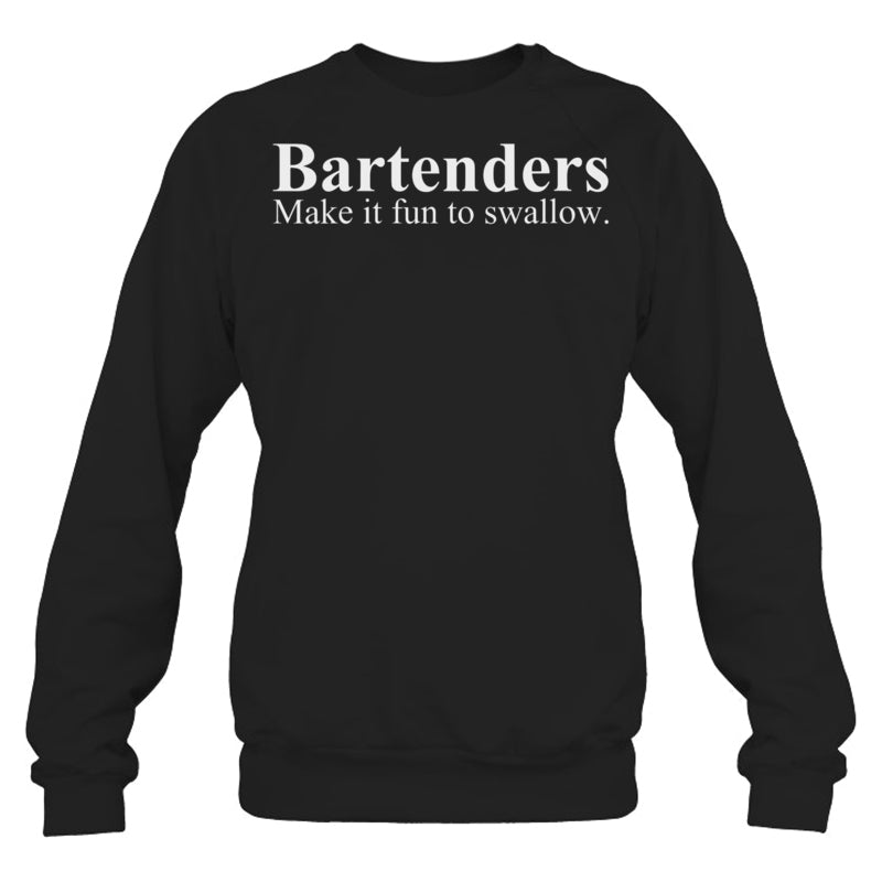 BlackSweatshirtWomensBartendersMakeItFunToSwallowFunnyBartendingVneck1BartenderTShirt