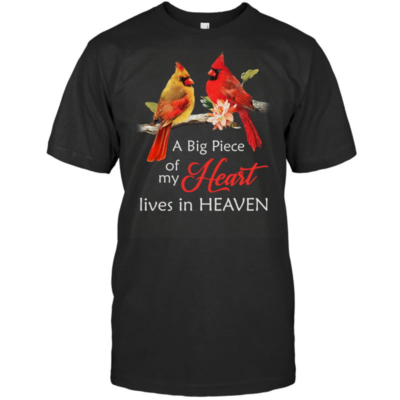 BlackTshirtCardinalMemorialABigPieceOfMyHeartLivesInHeaven