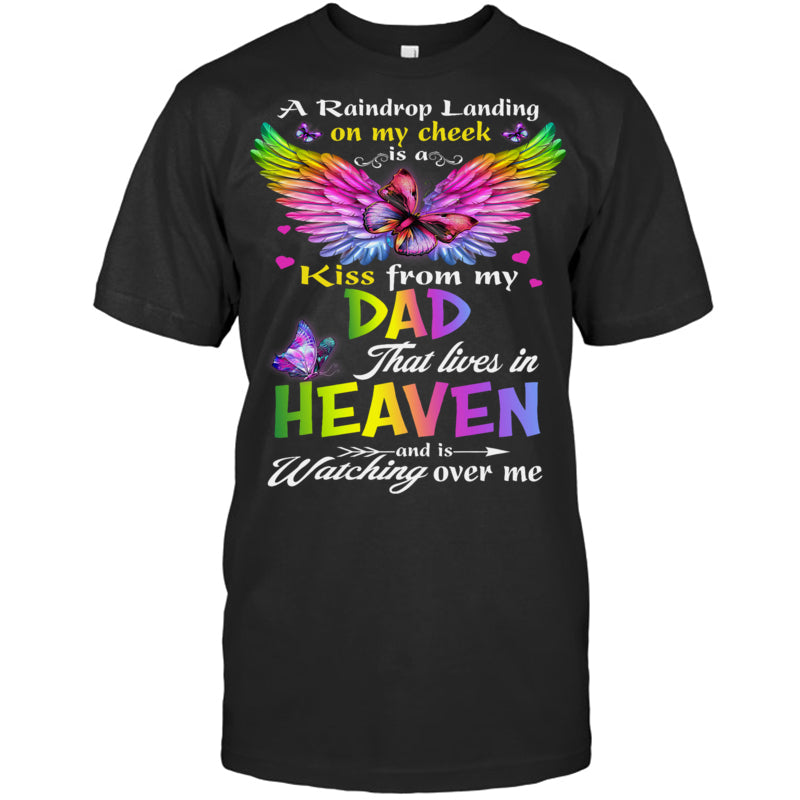 BlackTshirtInRaindropLandingMemoryOfDadAngelKnowHeavenBeautifulPlaceMemoriesHeaven