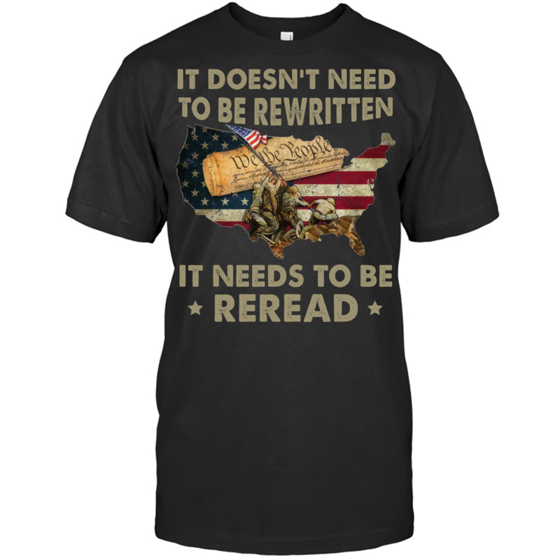 BlackTshirtItDoesntNeedToBeRewrittenGiftForVeteran