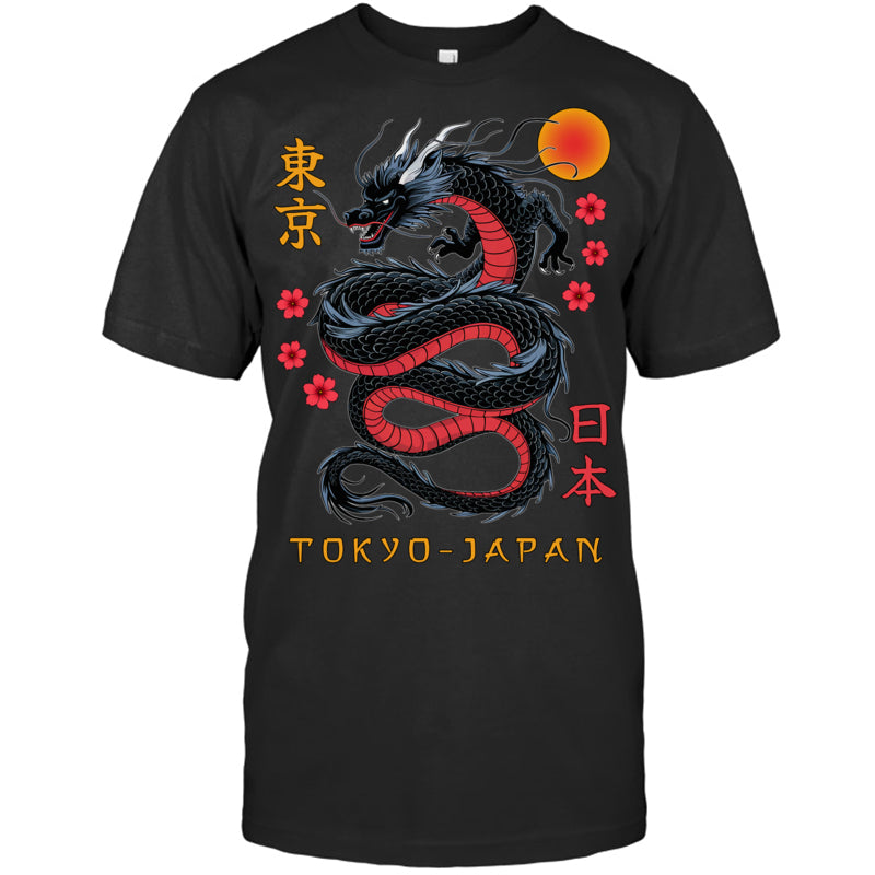 BlackTshirtJapaneseDragonTokyoJapan80sAsianMythicalAnimeTattooGiftForDragonLovers