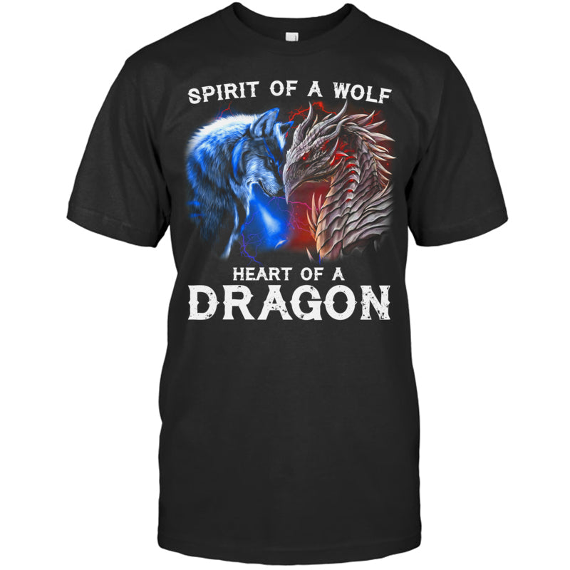 BlackTshirtSpiritOfAWolfHeartOfADragonGiftForDragonLovers