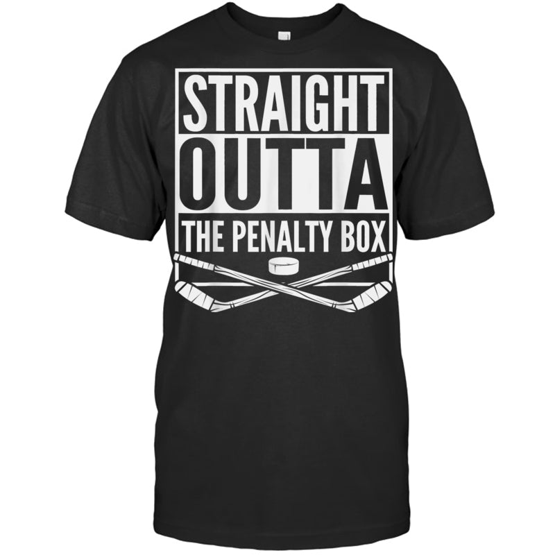 BlackTshirtStraightOuttaThePenaltyBoxGiftForIceHockeyFanIceHockeyPlayer