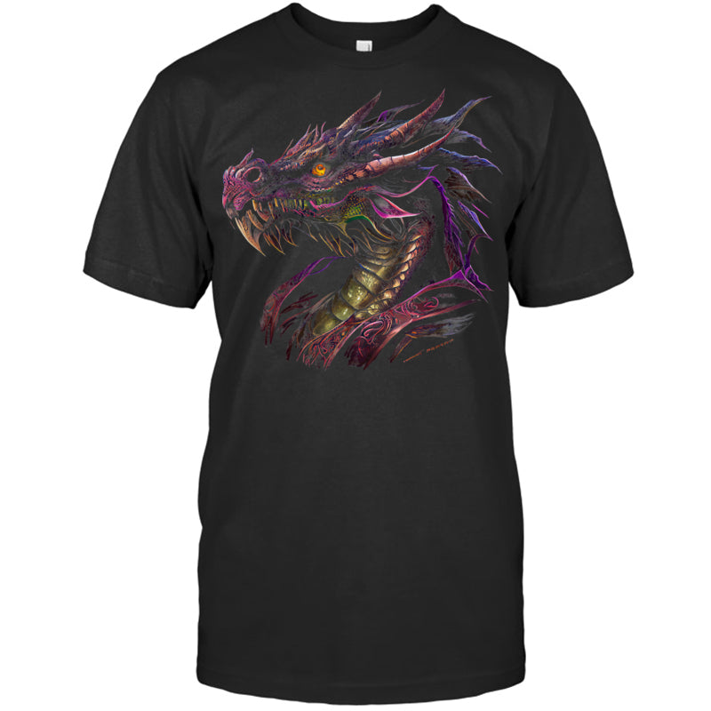 BlackTshirtThinkingDragonLoverBeautifulPurpleFunFantasyArtCoolGiftForDragonLovers