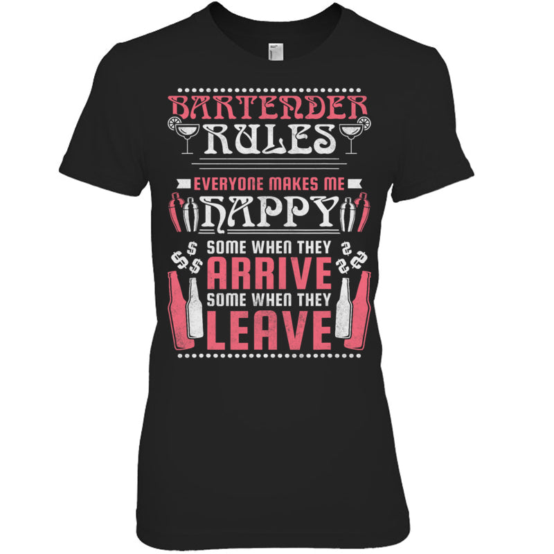 BlackWomanTshirtBartenderRulesEveryoneMakesMeHappyGiftForBartender