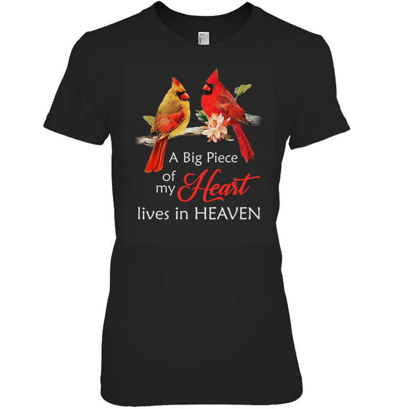 BlackWomanTshirtCardinalMemorialABigPieceOfMyHeartLivesInHeaven