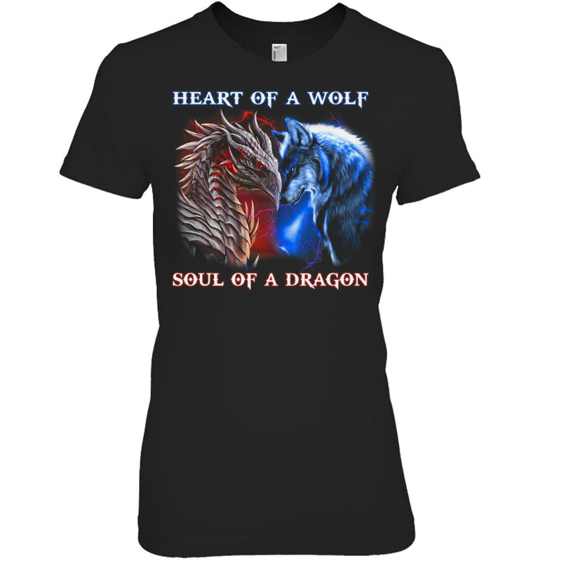 BlackWomanTshirtHeartOfWolfSoulOfADragonCoolDragonWolfWarriorGiftForDragonLovers