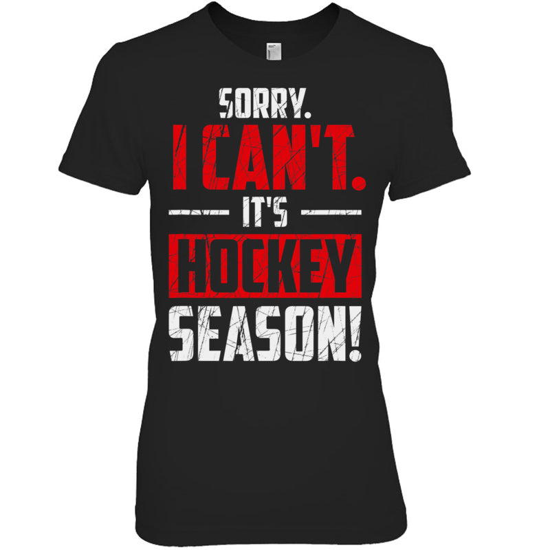 BlackWomanTshirtSorryICantItsHockeySeasonGiftForIceHockeyFanIceHockeyPlayer