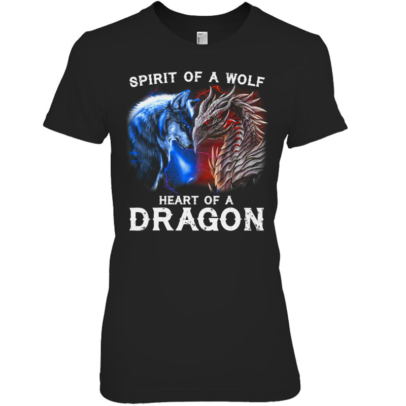 BlackWomanTshirtSpiritOfAWolfHeartOfADragonGiftForDragonLovers