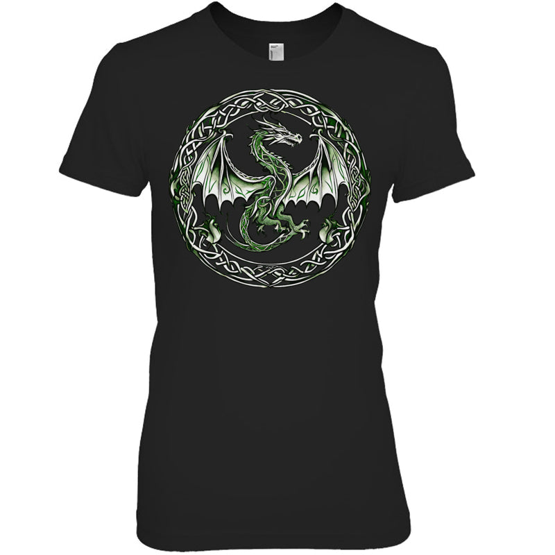 BlackWomanTshirtTribalIrishGreenCelticKnotFantasyCelticDragonGiftForDragonLovers