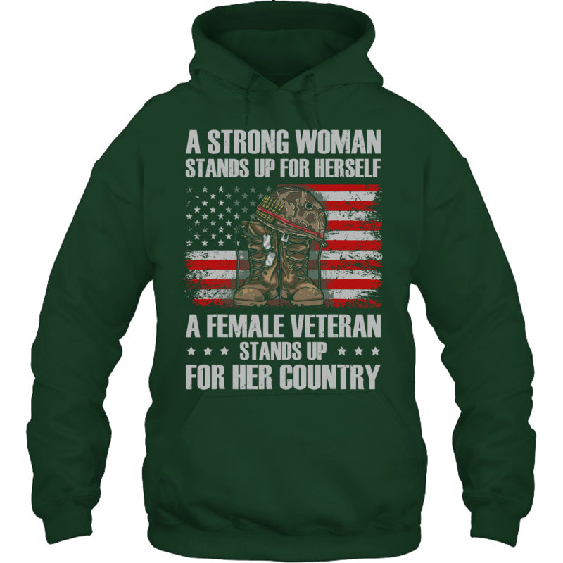ForestGreenHoodieAFemaleVeteranStandsUpForHerCountryWomenMomGiftForVeteran