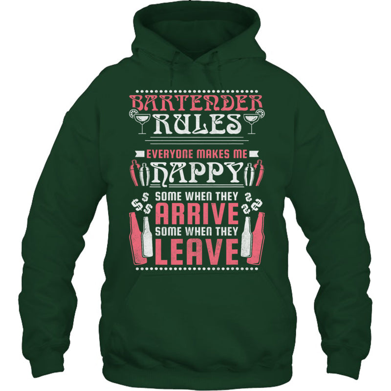 ForestGreenHoodieBartenderRulesEveryoneMakesMeHappyGiftForBartender