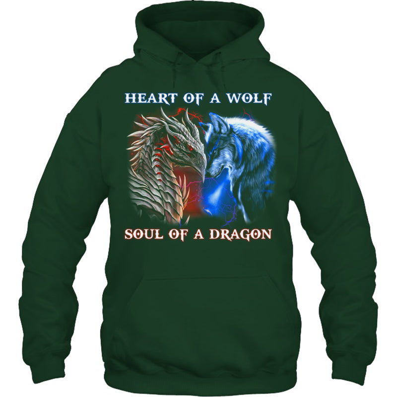 ForestGreenHoodieHeartOfWolfSoulOfADragonCoolDragonWolfWarriorGiftForDragonLovers