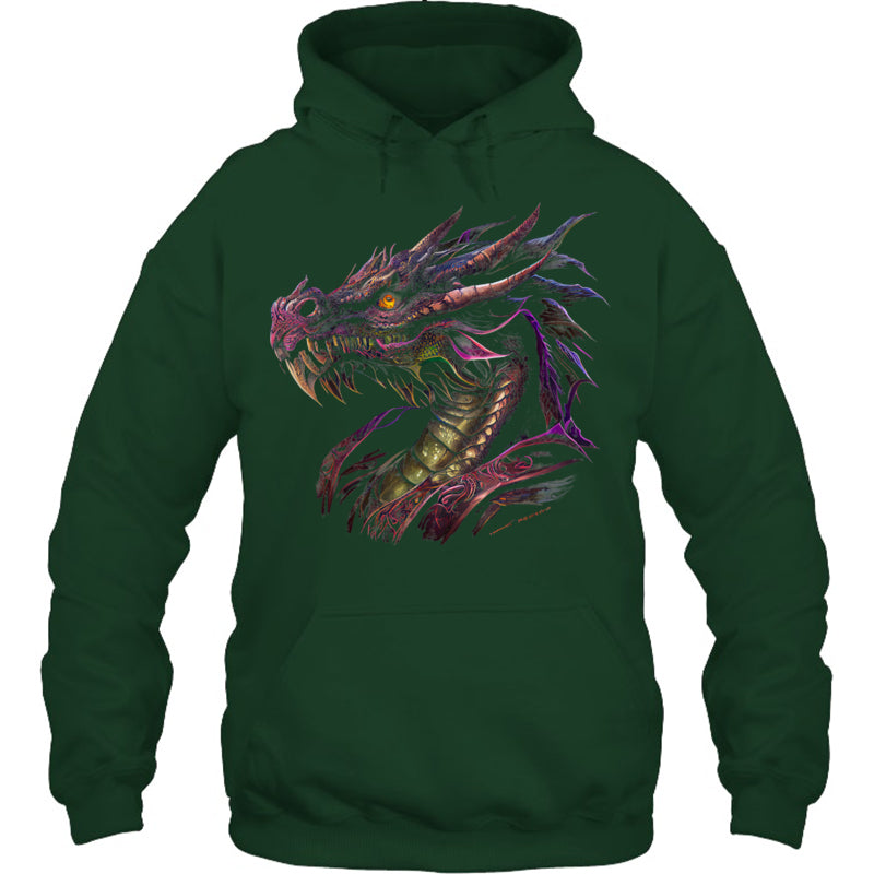ForestGreenHoodieThinkingDragonLoverBeautifulPurpleFunFantasyArtCoolGiftForDragonLovers
