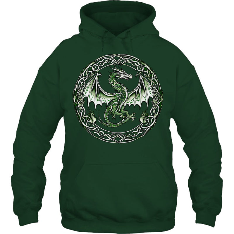 ForestGreenHoodieTribalIrishGreenCelticKnotFantasyCelticDragonGiftForDragonLovers