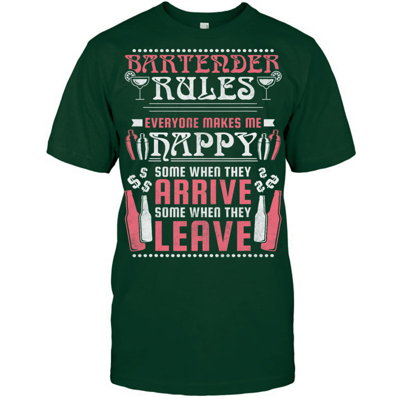 ForestGreenTshirtBartenderRulesEveryoneMakesMeHappyGiftForBartender
