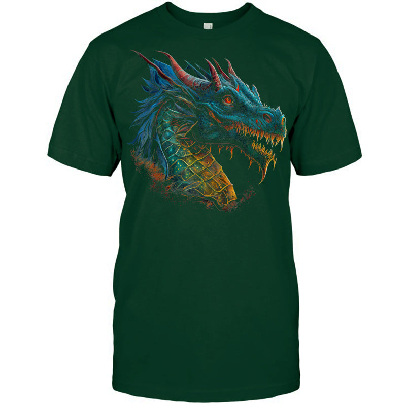 ForestGreenTshirtBeautifulBlueRedDragonLoverFantasyArtSharpGiftForDragonLovers