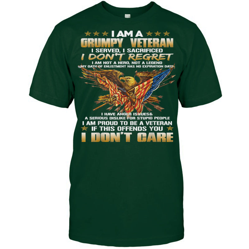 ForestGreenTshirtIAmAGrumpyVeteranIServedISacrificedIDon_tRegretGiftForVeteran