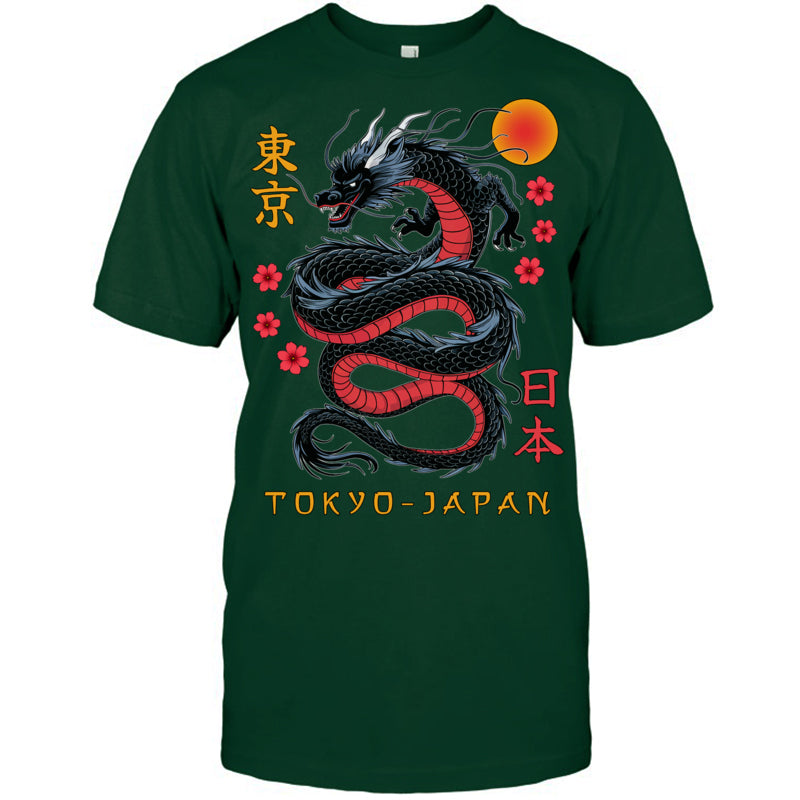 ForestGreenTshirtJapaneseDragonTokyoJapan80sAsianMythicalAnimeTattooGiftForDragonLovers