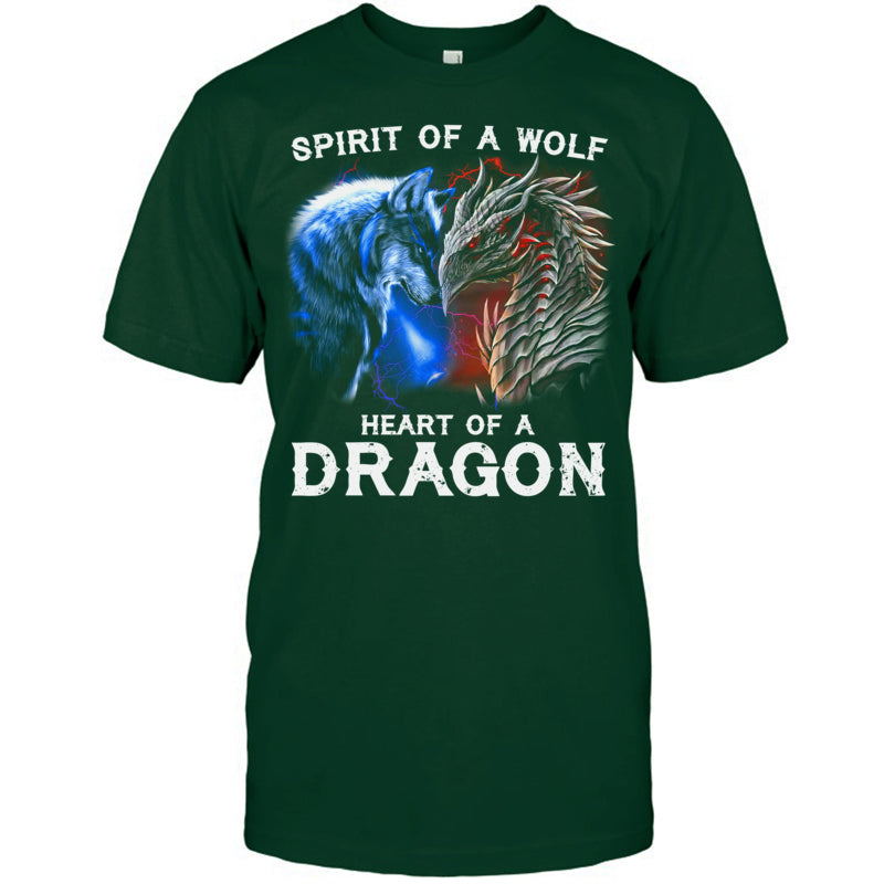 ForestGreenTshirtSpiritOfAWolfHeartOfADragonGiftForDragonLovers