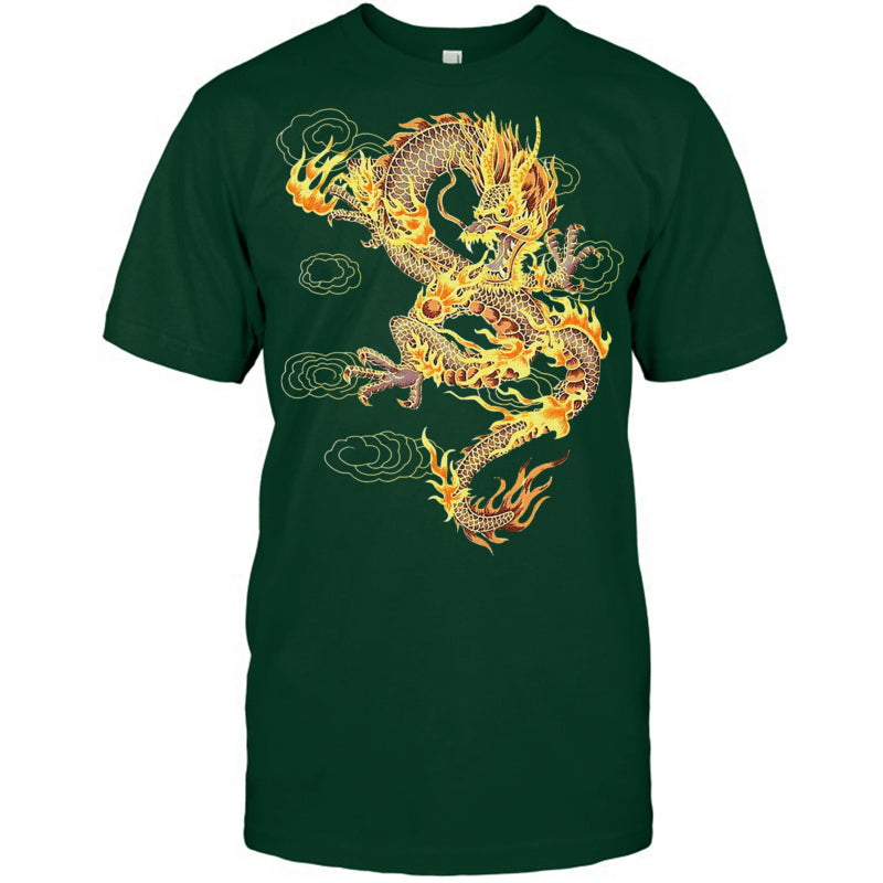 ForestGreenTshirtTraditionalChineseDragonSymbolOfPowerAndStrengthGiftForDragonLovers