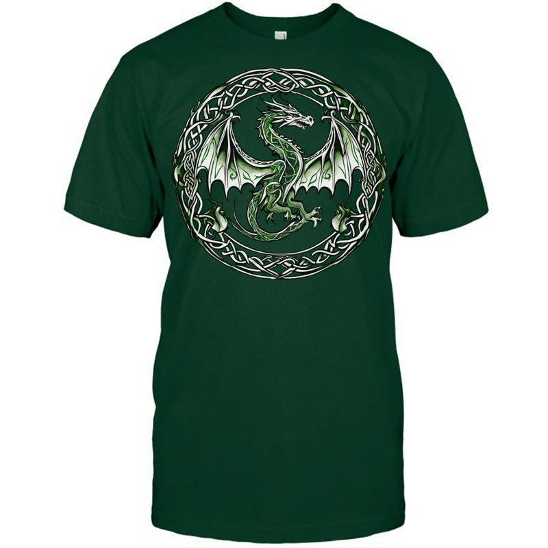 ForestGreenTshirtTribalIrishGreenCelticKnotFantasyCelticDragonGiftForDragonLovers