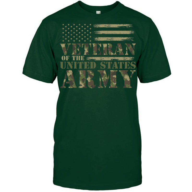 ForestGreenTshirtVeteranOfTheUnitedStatesArmyCamouflageUSFlagVeteranGiftForVeteran
