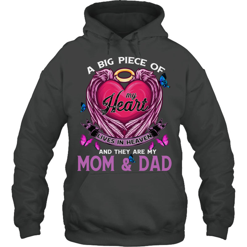 HeatherDarkGreyHoodieABigPieceOfMyHeartLivesInHeavenTheyAreMomAndDadHeaven