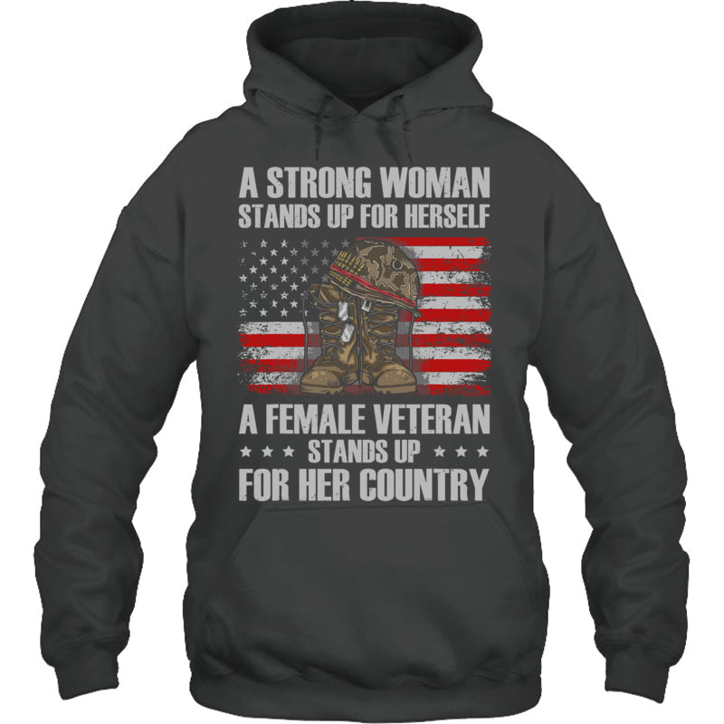 HeatherDarkGreyHoodieAFemaleVeteranStandsUpForHerCountryWomenMomGiftForVeteran