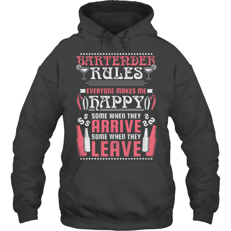 HeatherDarkGreyHoodieBartenderRulesEveryoneMakesMeHappyGiftForBartender