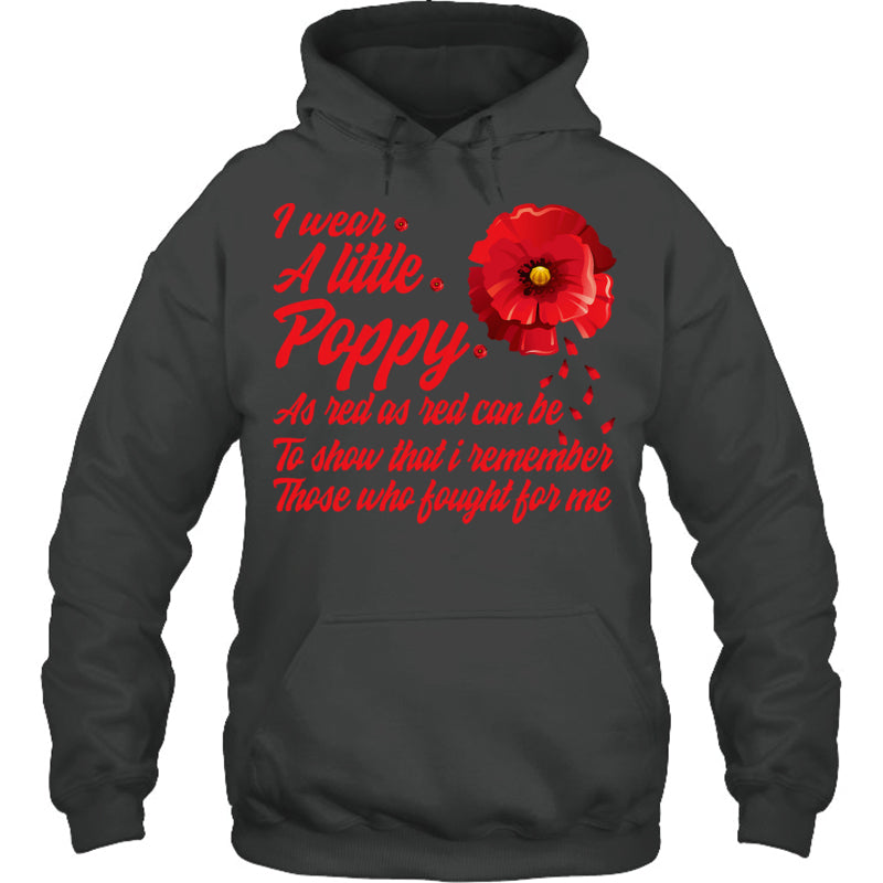 HeatherDarkGreyHoodieIWearALittlePoppyFlowerRememberAmericanUSAGiftForVeteran