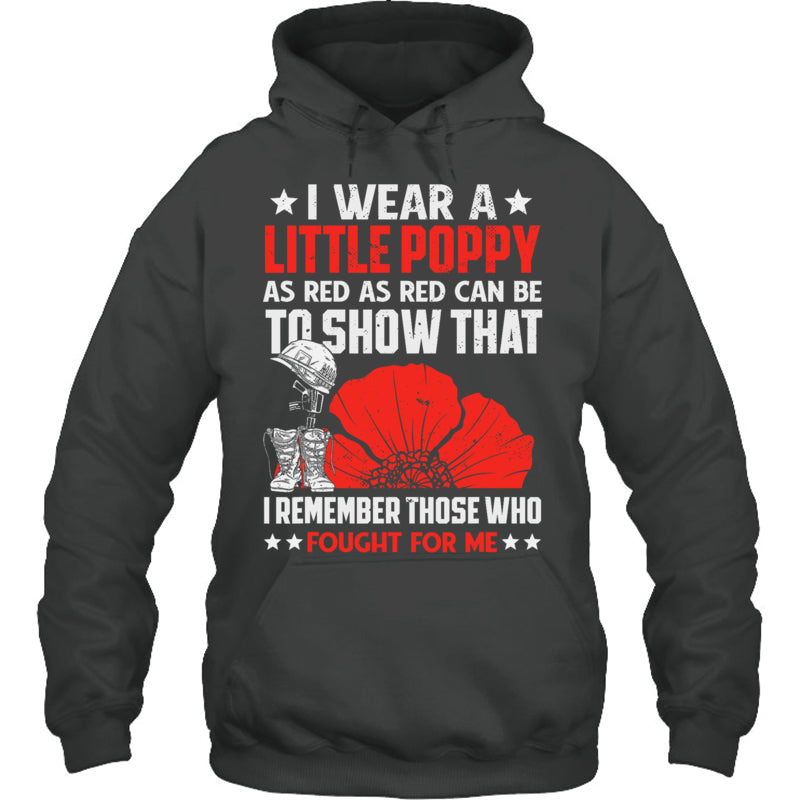 HeatherDarkGreyHoodieIWearALittlePoppyFlowerRememberAmericanUSAGiftForVeteranV2