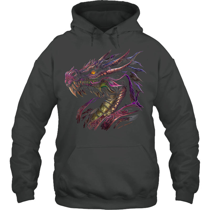 HeatherDarkGreyHoodieThinkingDragonLoverBeautifulPurpleFunFantasyArtCoolGiftForDragonLovers