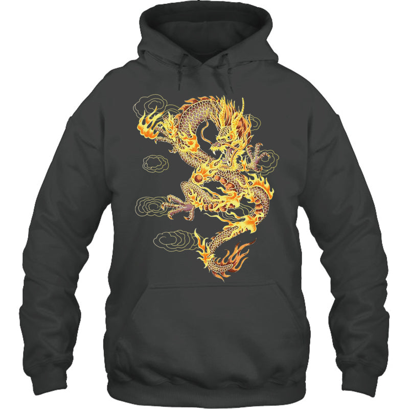 HeatherDarkGreyHoodieTraditionalChineseDragonSymbolOfPowerAndStrengthGiftForDragonLovers