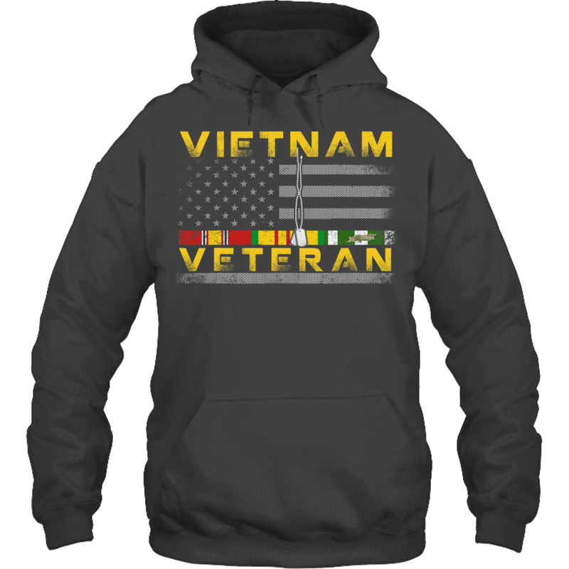 HeatherDarkGreyHoodieVietnamVeteranUSFlagGiftVietnamWarVetVeteranGiftForVeteran