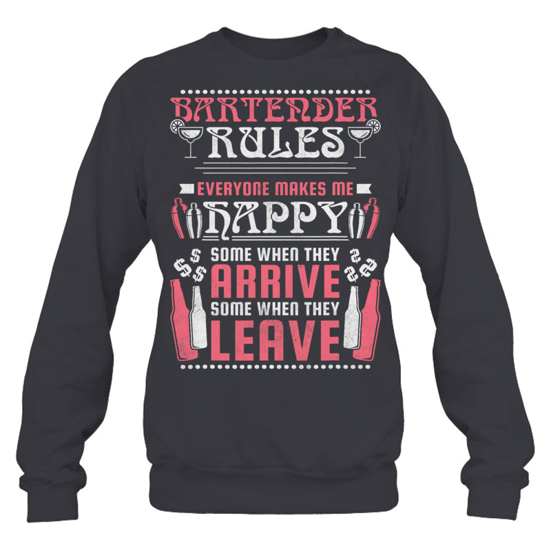 HeatherDarkGreySweatshirtBartenderRulesEveryoneMakesMeHappyGiftForBartender
