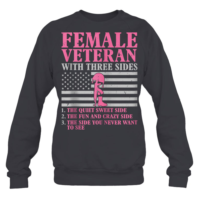 HeatherDarkGreySweatshirtFemaleVeteranWithThreeSidesWomenVeteranMotherGrandmaGiftForVeteran