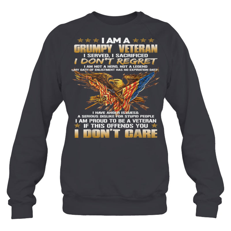HeatherDarkGreySweatshirtIAmAGrumpyVeteranIServedISacrificedIDon_tRegretGiftForVeteran