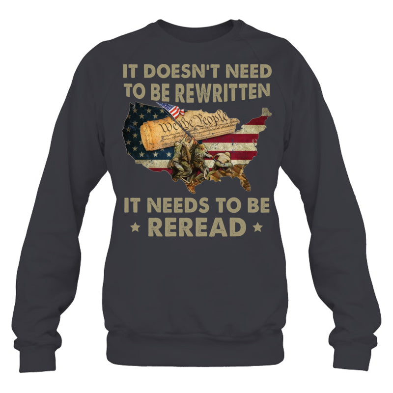 HeatherDarkGreySweatshirtItDoesntNeedToBeRewrittenGiftForVeteran