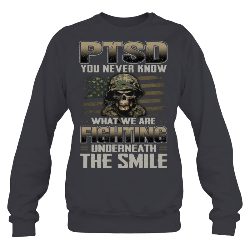 HeatherDarkGreySweatshirtPTSDYouNeverKnowWhatWeAreFightingGiftForVeteran