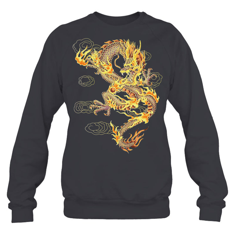 HeatherDarkGreySweatshirtTraditionalChineseDragonSymbolOfPowerAndStrengthGiftForDragonLovers
