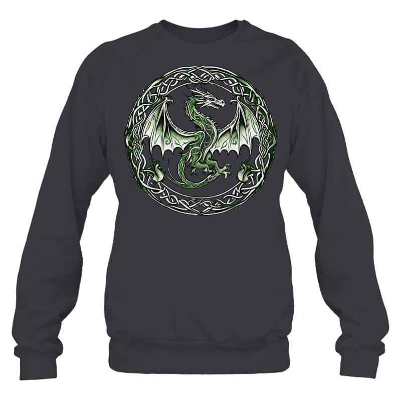 HeatherDarkGreySweatshirtTribalIrishGreenCelticKnotFantasyCelticDragonGiftForDragonLovers